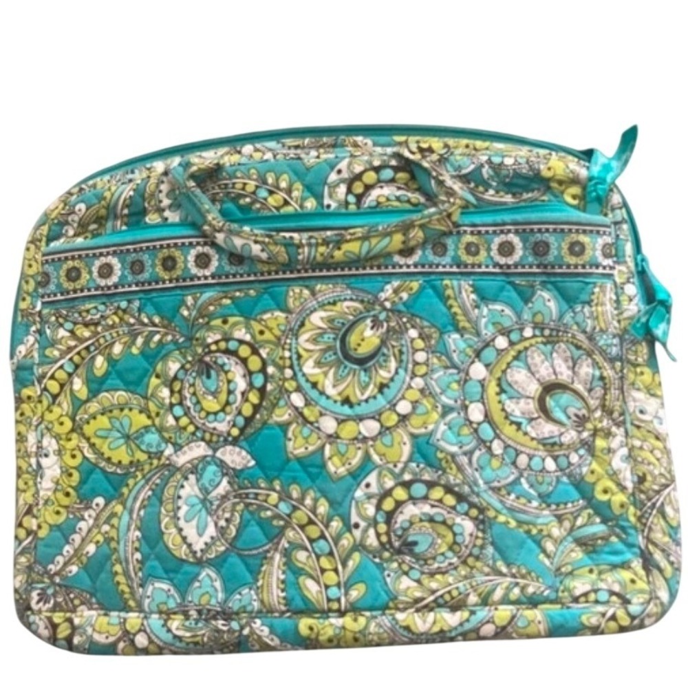 Vera Bradley Lilli Bell Quilted Laptop Sleeve Case Teal Paisley Floral Padded